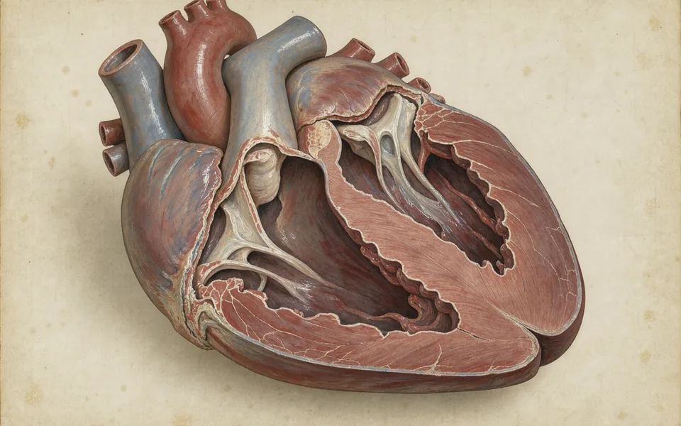 An anatomical heart section showing the thick muscular ventricular wall